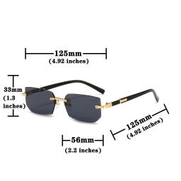 Óculos de sol sem aro para homens e mulheres, tons pequenos, óculos quadrados, viagem de verão, moda popular, feminino, masculino - Image 3