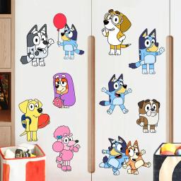 Auto-adesivo Bluey série adesivo de parede, Cartoon Anime, TV, Decoração de quarto infantil, adesivos - Image 3