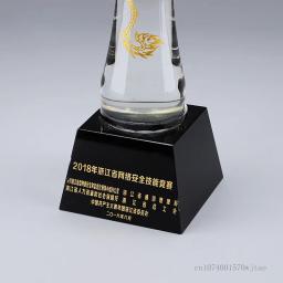 Troféu Base de Cristal, Criativo, Transparente, Troféu, Lettering, Prêmio, Presente Comemorativo, Decoração, Preto - Image 3