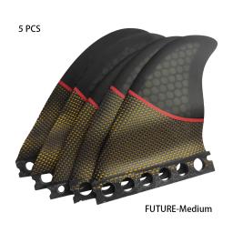 Future Wave Surfboard Fins Conjunto de 5, Feito de Fibra de Vidro Epóxi e Honeycomb, Tamanho Médio, Novo - Image 1