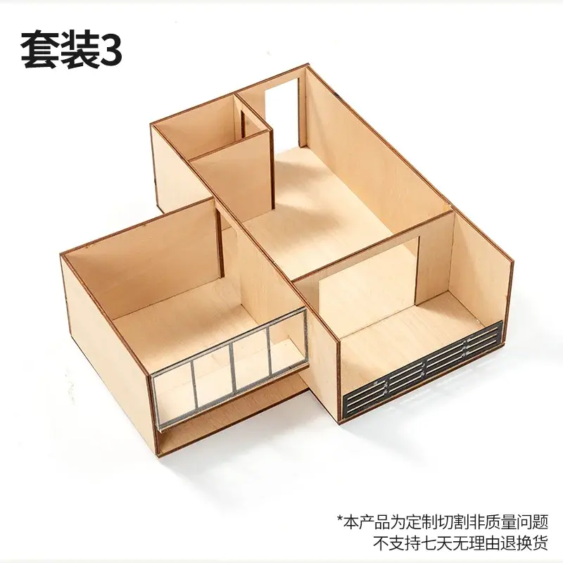 Caixa de construção em miniatura em escala 1:30, casa pré-fabricada, construtor de madeira, kit de modelo de montagem, material de arquitetura - Image 1