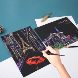 21*29cm magia scratch papel arte artesanato mundo paisagem raspagem pinturas adulto brinquedos crianças criativo diy presentes - Image 1