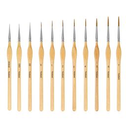 Conjunto de pincéis de pintura de detalhes em miniatura premium, 11 peças com haste triangular de madeira natural para modelos de artesanato a óleo de aquarela, desenho de linha ótimo - Image 3