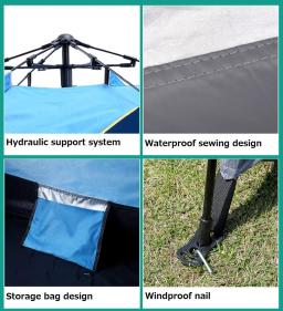 Tenda de acampamento totalmente automática, para 1-2/3-4 pessoas, à prova de chuva, à prova de vento, anti-uv, barracas ao ar livre para praia, viagem, mochilão, caminhada - Image 3