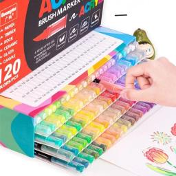 Marcadores de Tinta Acrílica para Pintura Rupestre, Canetas Ponta Pincel, Madeira, Lona, Pedra, Presente de Natal, Artesanato DIY, 12-120Colors - Image 4