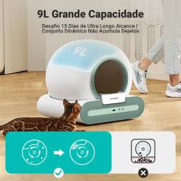 Newpet Caixa de areia para gatos automática e inteligente com limpeza automática Bandeja de areia para gatos com controle de aplicativo 65L Arenero Gato desodorizador iônico - Image 2