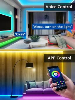 Smart WiFi RGB LED Light Strip, Fita para decoração de festa em casa, retroiluminação de TV, Compatível com Alexa Google Home, 5050 - Image 3