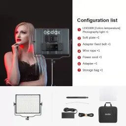 GODOX LDX100R RGB Video Light Panel, 14 Efeitos Especiais de Iluminação, Suporte Regulável, Controle Sem Fio 2.4G, 2.8-96, 2500K-10000K, 118W - Image 2