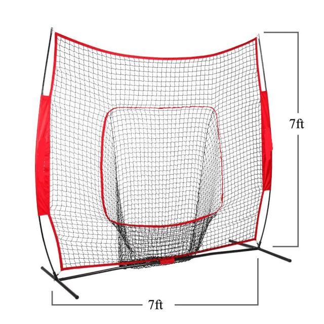 Rede de Treinamento de Softball e Beisebol 7x7 Pés com Quadro e Equipamentos para Batida e Rebatida