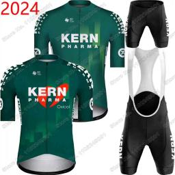 Conjunto de camisa de ciclismo 2024 Kern Pharma,Roupa de ciclismo masculina,Kit de manga curta unissex de verão,Terno de camisa para bicicleta de estrada,Calções de bicicleta - Image 1