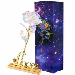 Flor Artificial Com Luz LED De Vidro, Galáxia Rosa Presente, 24K Folha, Colorido, Dia Dos Namorados, Presentes De Aniversário, Decoração Do Casamento - Image 1