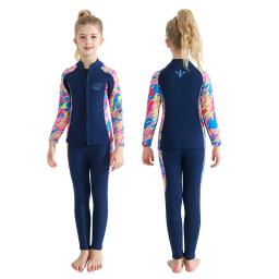 Wetsuit de neoprene para crianças, camisa e calça maiô para meninos e meninas, roupas molhadas 2.5mm, esportes aquáticos, surf, mergulho, caiaque, 2 peças por conjunto - Image 2