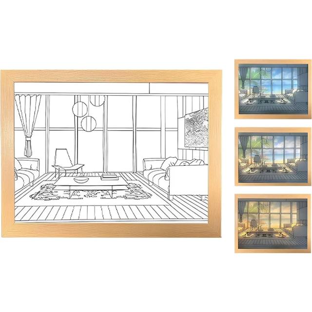 Luz LED Decorativa com Escurecimento, Candeeiro de Mesa Solar e USB para Fotos de Madeira e Noite Aconchegante