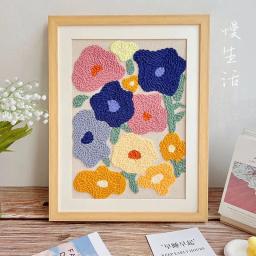 Kit de bordado flor para iniciantes, agulha perfuradora, fios de pintura, caneta mágica ajustável, aro para tapete, moldura do ponto cruz, ferramentas DIY - Image 6