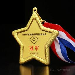 Medalha Em Forma De Pentagrama De Metal De Liga Personalizado, Medalhas De Produção, Competição De Eventos Esportivos Escolares, Prêmios De Estrela De Cinco Pontas, 1Pc - Image 6