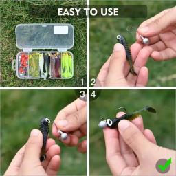 Conjunto de kit de isca de pesca macia, conjunto de 40 peças, 5cm, 3.5g, gancho de cabeça do gabarito, com caixa - Image 2