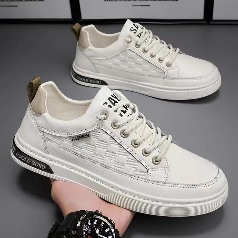 Sapatos de skate respiráveis para homens, tênis esportivos masculinos, tênis de corrida, branco, casual - Image 1