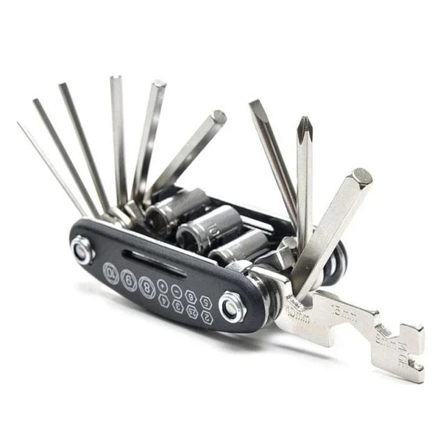 Kit de Ferramentas 16 em 1 em Aço Carbono para Reparo Rápido de Bicicletas de Montanha