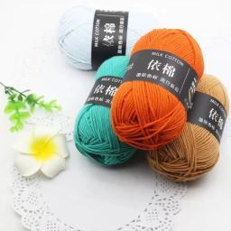50 g/set leite algodão tricô lã fio bordado tingido lenanas para crochê artesanato camisola chapéu bonecas a baixo preço - Image 2