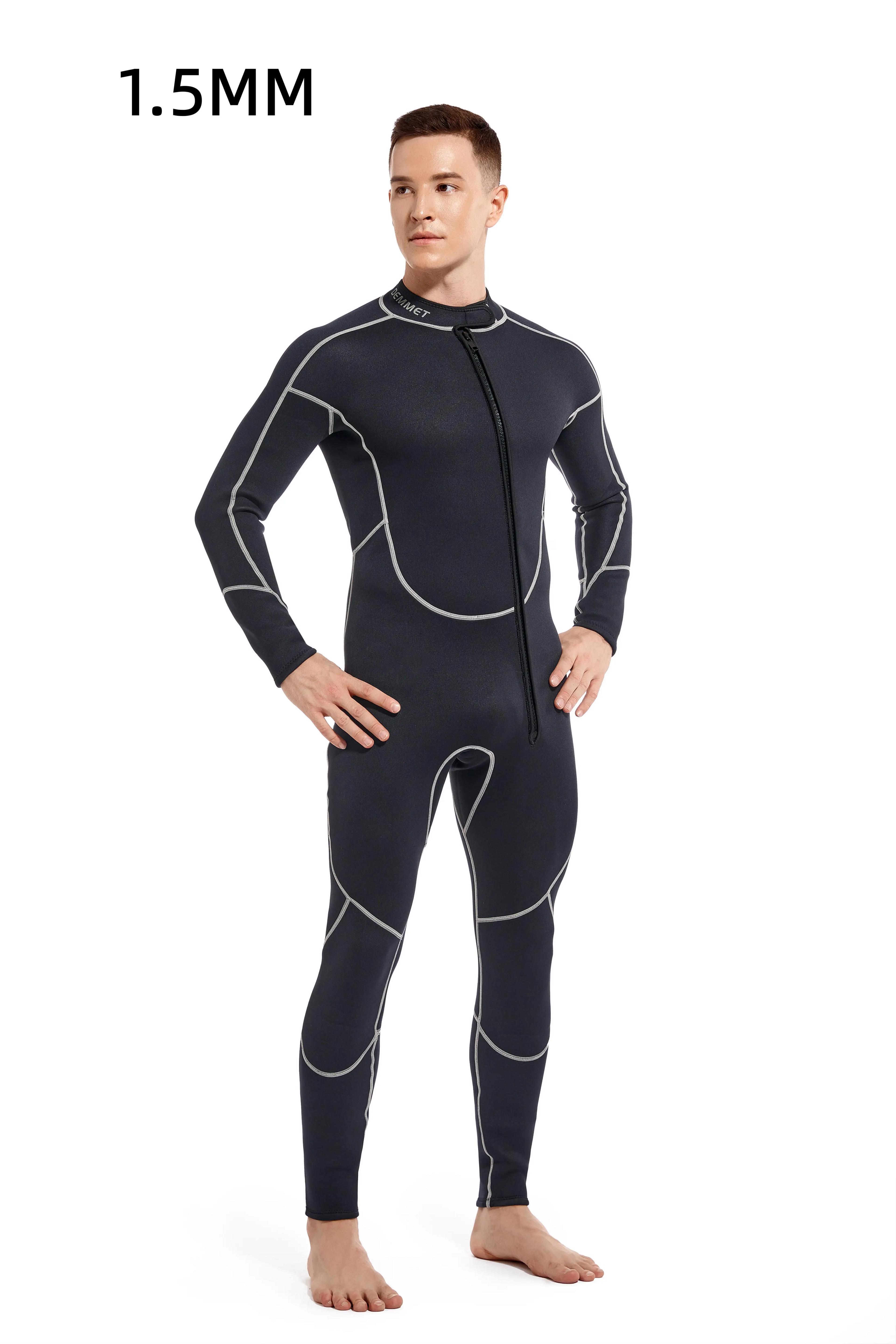 Fatos de neoprene completos para homens, surf e natação, água fria, manter aquecido, zíper frontal, esportes aquáticos, 110kg, 1,5mm - Image 1