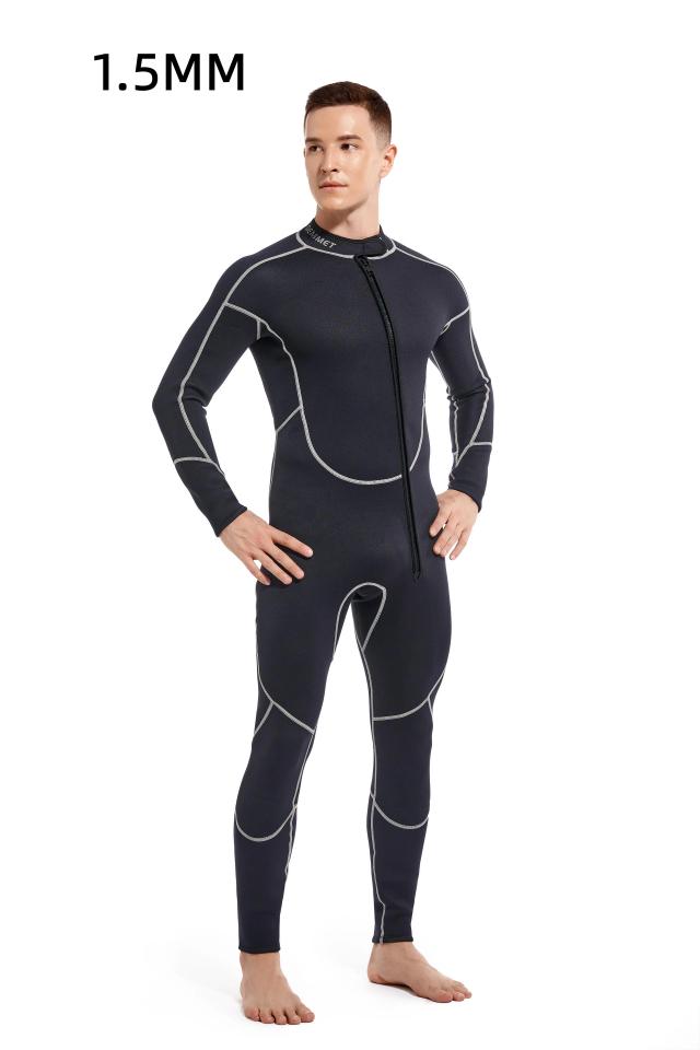 Fato de Neoprene Masculino para Surf e Natação em Água Fria com Zíper Frontal, Ideal para Esportes Aquáticos Até 110kg e 1,5mm de Espessura