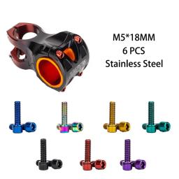 Parafusos de aço inoxidável Stem, Riser Parafusos, Anexos de bicicleta, Road Bike, Guiador Riding, M5 x 18mm, 6Pcs - Image 2