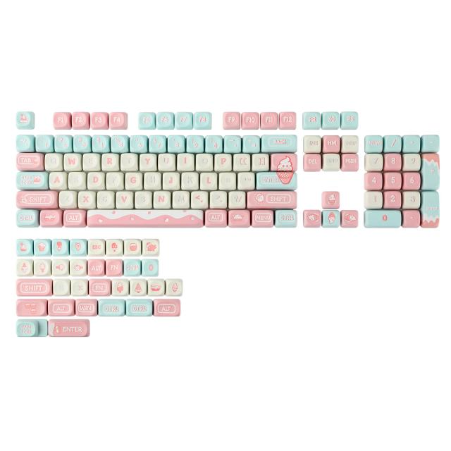 KiiBOOM Ice Cream Dream: Conjunto de Teclas PBT MOA para Teclado Mecânico - 132 Chaves Coloridas
