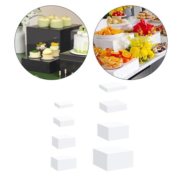 Acrílico Cube Display Box Riser, Buffet Riser,Food Display Stand, Nesting para Cosméticos Alimentares e Catering, 8 PCs