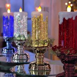 Christmas LED Candle Light, Artesanato Decorativo, Luzes Noturnas, Swirling Glitter, Colorido, Fantasia, Cristal, Festa de Natal, Casa - Image 2
