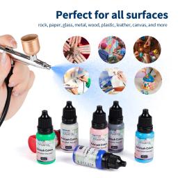 Airbrush Nail Ink, Airbrush Spray, Esmalte Arte Pintura Uso, Pigmento Tintas, Aerografia Kit, Manicure Tool, 12 Cores, 10ml - Image 1