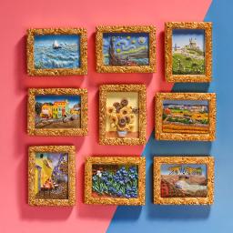 Van Gogh geladeira ímãs, desenhos animados adesivos magnéticos, artesanato artesanal resina, lembrança bonito, ímã de geladeira, presente para crianças, aniversário - Image 1