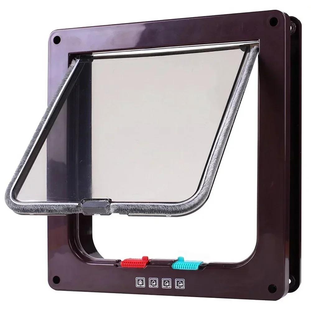 Porta Flap com 4 vias de trava de segurança para cães e gatos, plástico ABS, pequeno pet gate kit porta gatinho - Image 1