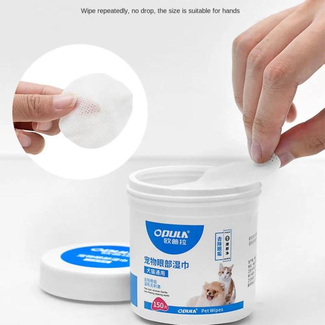 Removedor de Manchas para Olhos de Pet em Toalhetes - Limpeza Suave para Orelhas e Olhos, 150 Peças, Sem Irritação