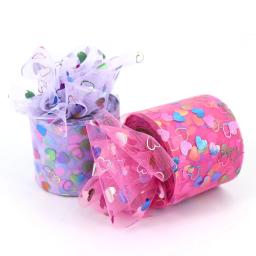 Rolos de tule com corações coloridos, fita de fita macia, cabelo artesanal Bowknots, Velentine Artesanato Fornecimento, DIY, Patern, 6cm, 25 jardas - Image 4