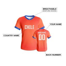 Camisa de futebol personalizada do Chile, camisa de futebol respirável de secagem rápida, nome personalizado, número, uniforme esportivo para fãs, homens, mulheres, jovens - Image 2