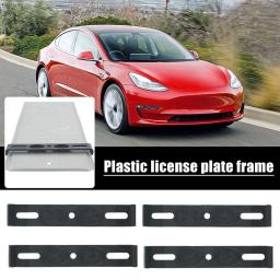 Novo 4 pçs montagem da placa de licença sem moldura abs à prova de intempéries quadro da placa de licença sem moldura quadro da etiqueta do carro para etiquetas dianteiras e traseiras do carro - Image 2