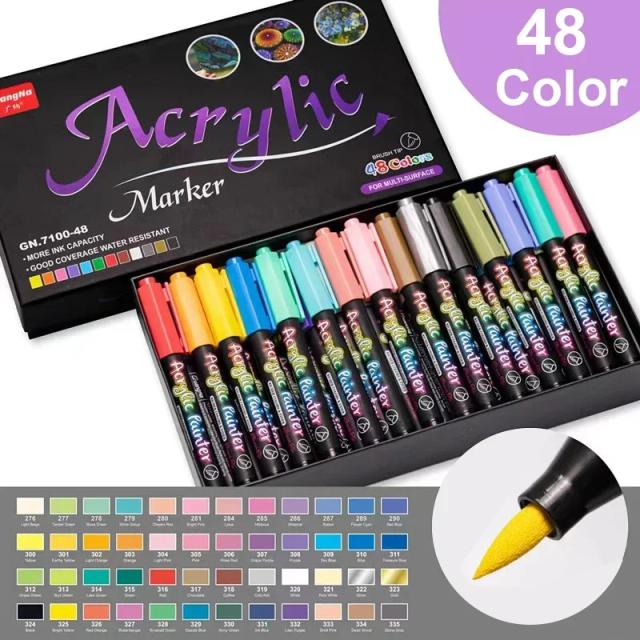 Caneta Acrílica Premium para Caligrafia e Arte em 12 Cores Vibrantes - Ideal para Vidro, Madeira e Projetos de DIY
