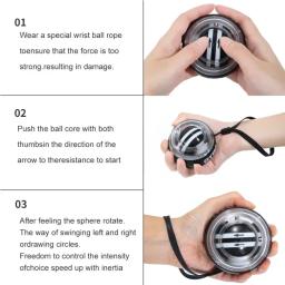 1 pçs auto-start giroscópio bola pulso e antebraço exercitador mão braço dedo aperto fortalecedor para treinamento muscular ferramenta de fitness - Image 3