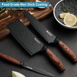 Conjunto de facas de cozinha em aço inoxidável Faca de chef forjada Tesoura Descascador de cerâmica Escultura Paring Knife Ferramentas Cleaver Case de presente - Image 2