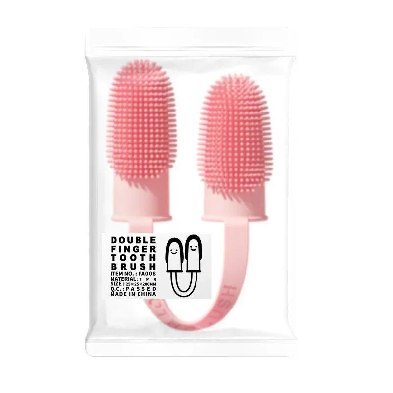 Pet Two Finger Toothbrush, Limpeza dos dentes, Dedo Cot, Ferramentas de limpeza oral, Dog and Cat Supplies - Image 1