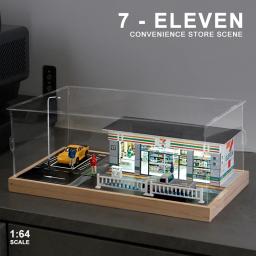 Conveniência Cena modelo loja com luzes e quadra de basquete, cena em miniatura sem luzes, decoração cena, recolher presente, 1: 64 - Image 2
