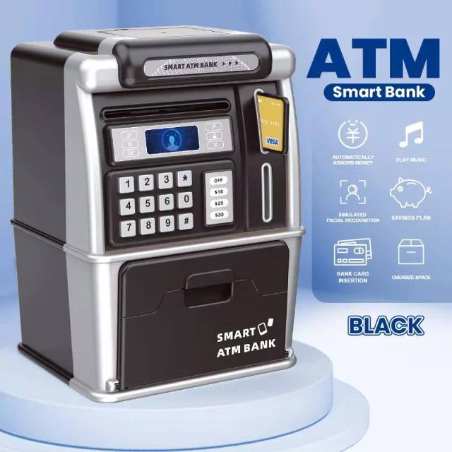 Cofrinho Eletrônico ATM com Senha e Cartão - Brinquedo Inteligente para Crianças - Caixa de Poupança Presente de Natal