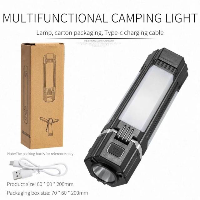 Lanterna Portátil Multifuncional para Camping: Luz de Emergência com Ímã e Suporte para Tenda