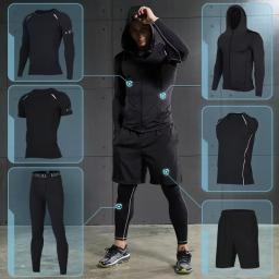 Compressão masculino Sport treino Set, Running Set, ginásio, roupas de basquete, calças justas, Fitness Sportswear, corta-vento, Leggings Suit - Image 1
