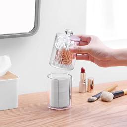 Caixa de armazenamento de cotonete de algodão transparente organizador de maquiagem caixa de armazenamento acrílico cotonete caixa de cosméticos banheiro quarto armazenamento - Image 3