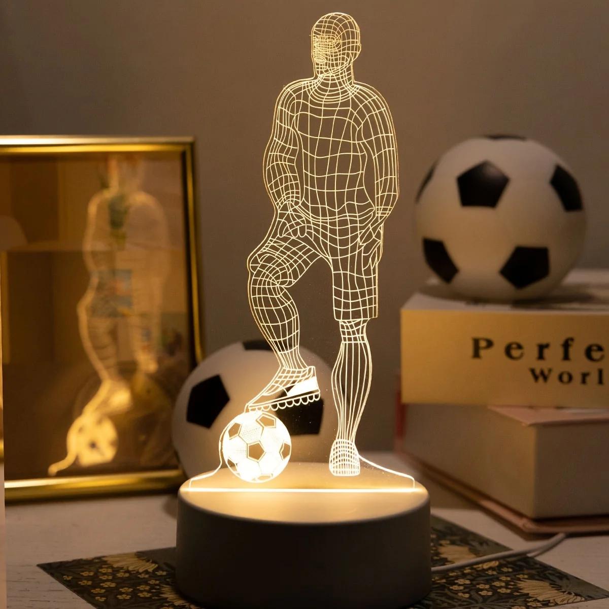 Luminária de Mesa LED 3D Futebol - Presente Criativo para Entusiastas