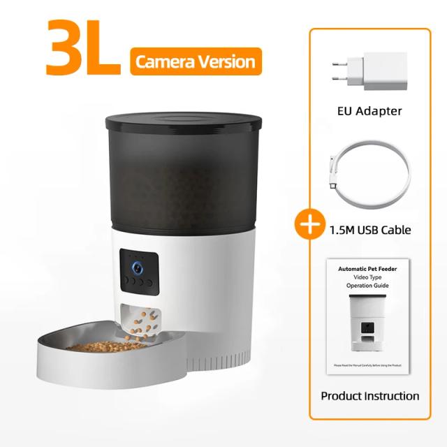 Alimentador Automático de Gato com Câmera e Controle Remoto - ROJECO Pet Smart com Gravação de Voz para Gatos e Cachorros