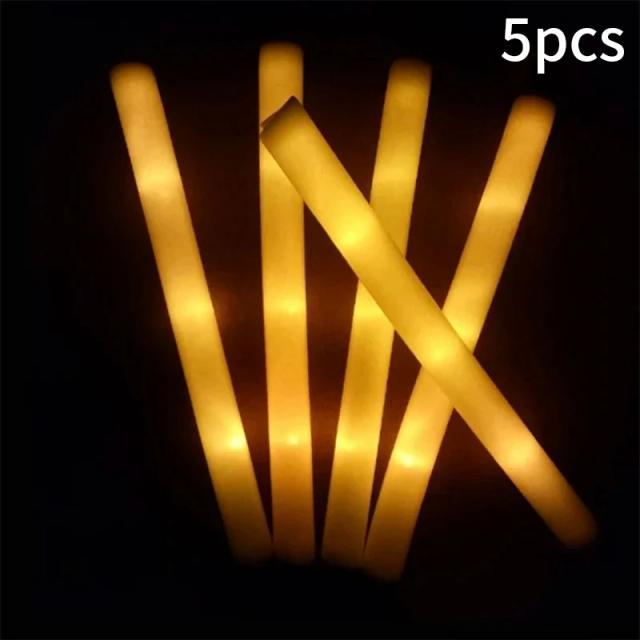 Bastões de LED Espuma Luminosa para Decoração de Festas e Casamentos, Conjunto com 5 Peças de Brilho para Acessórios de Música