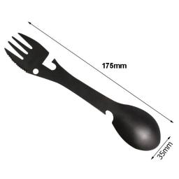 Multi-Funcional EDC kit prático para camping, ferramentas de sobrevivência ao ar livre, garfo, faca, colher, garrafa, abridor de lata, 5 em 1 - Image 5
