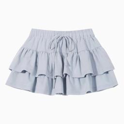 Algodão doce mini saias y2k elástico de cintura alta sólida dupla camada bolo saia coreano plissado retalhos lolita saia shorts novo - Image 3